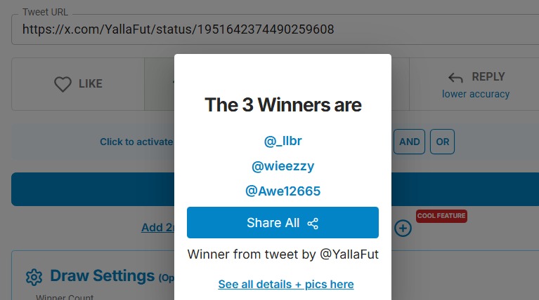 مبارك للفائزين 💙🎉🎉🥇🥈🥉
حظ اوفر لباقي المشاركين 🤍

- بعد نجاح السحب السابق سنقوم بعمل سحب آخر اليوم على جهاز سوني 5 او قيمته + لعبه eafc 26 

تابعونا..