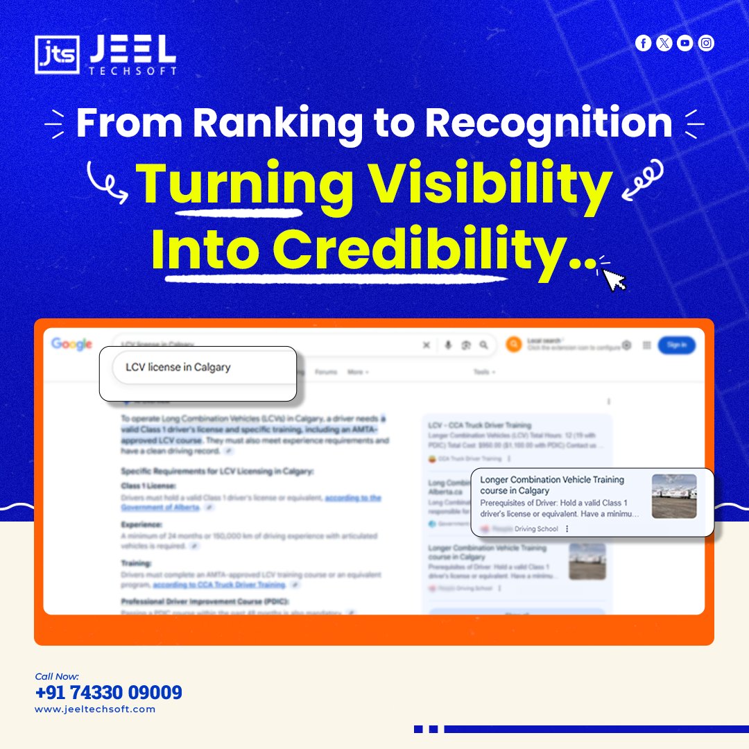 JeelTechsoft's tweet image. Google’s AI doesn’t just list your brand—it defines it. 🔍
At Jeel Techsoft, we craft SEO that builds credibility, trust &amp;amp; the right narrative.

Visibility is good. Recognition is better. 📈
👉 jeeltechsoft.com/contact

#SmartSEO #AIRecognition #SEOResults