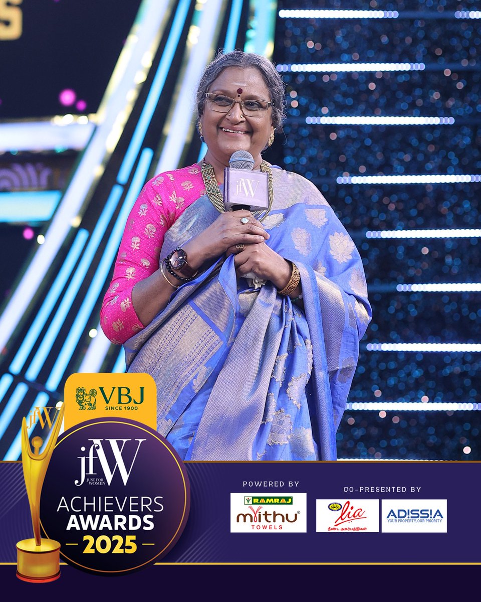 Vadivukkarasi, a legend with a heart of gold came to present the award to Sachu for Lifetime Achievement Award 

#jfwachieversawards2025

Title sponsor - <a href="/vbj_1900/">VBJ (Since 1900)</a>

Powered by - <a href="/Ramrajofficial/">Ramraj Cotton</a>

Co-presented by - <a href="/CYCLEdotIN/">Cycle.in</a> <a href="/adissiacbe/">Adissia Developers</a>