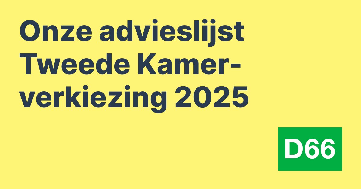 Dit zijn de kandidaat-Kamerleden die klaarstaan om te bouwen aan een beter Nederland. Met deze lijst kiest D66 voor een team dat optimistisch en daadkrachtig werkt aan de toekomst.

d66.nl/nieuws/adviesl…