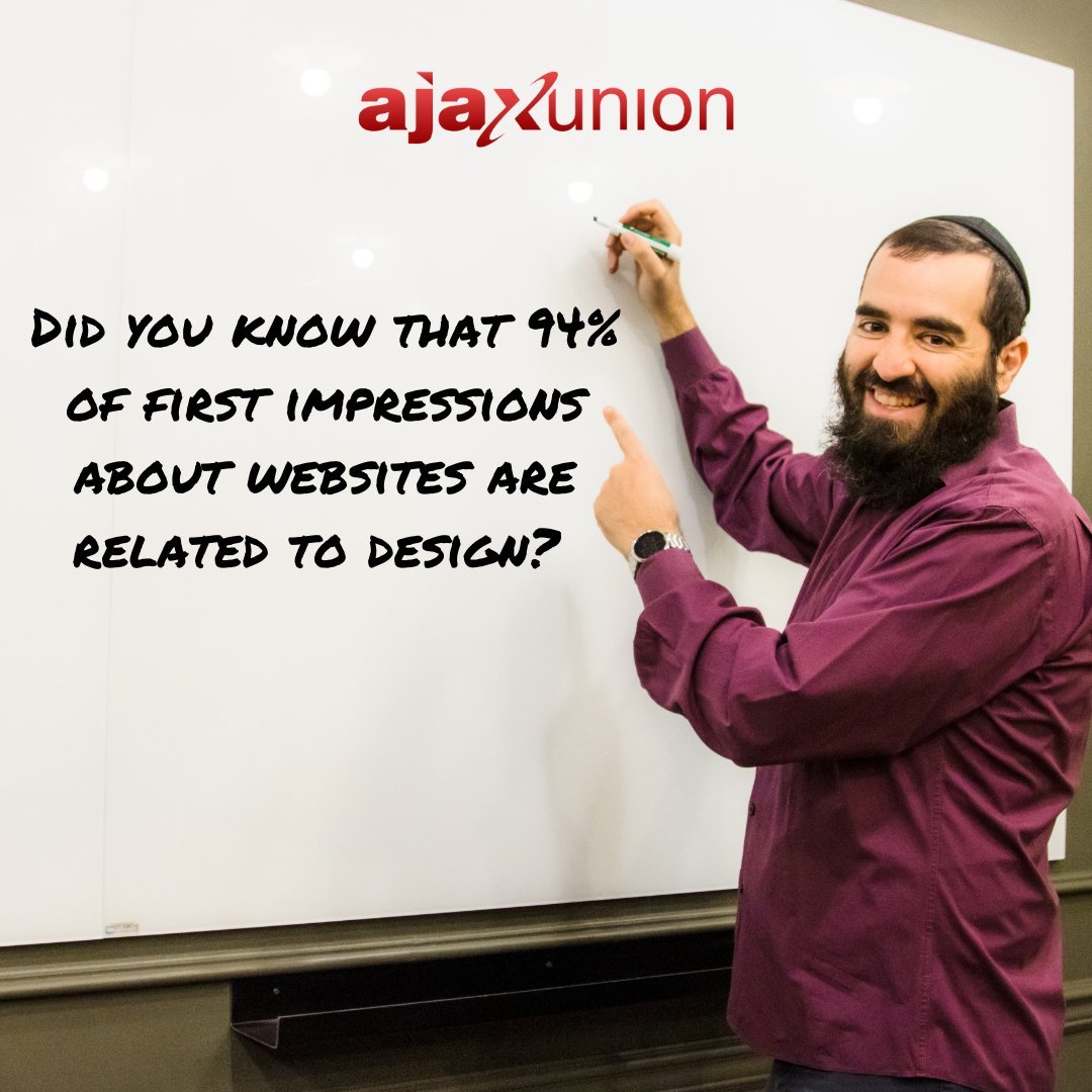 Did you know that 94% of first impressions about websites are related to design?  
Ready to transform your online presence? 
Learn more about our web design services here: ajaxunion.com/web-design-ser…

#AjaxUnion #WebDesign #B2BWebsites