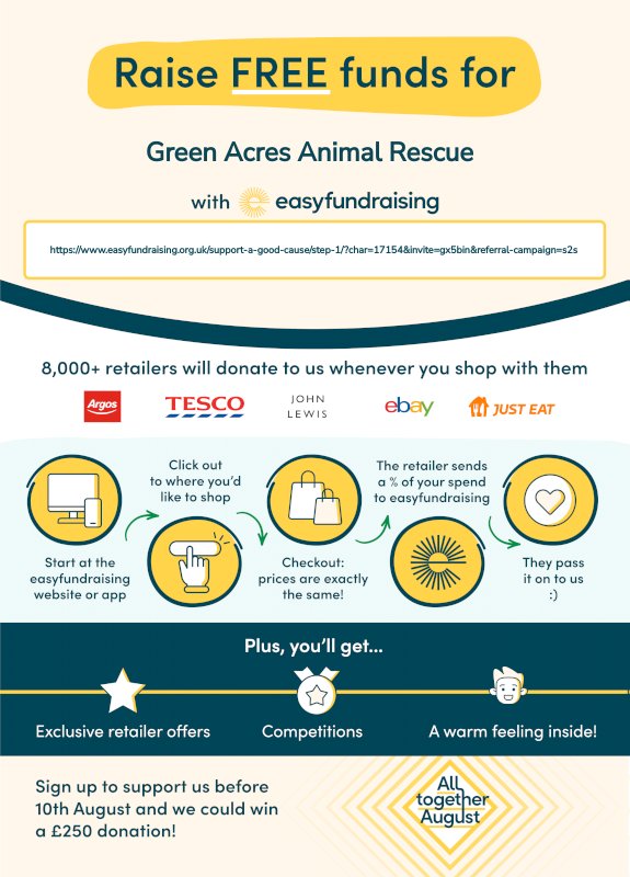 Greenacres Rescue (@team_greenacres) on Twitter photo Thank you to everyone for raising donations via <a href="/easyuk/">easyfundraising</a>
If you haven't signed up to #easyfundraising yet, it's quick & free to do 👇
easyfundraising.org.uk/support-a-good…
At no extra cost to you, 8,000+ brands will donate to us when you use this to do your everyday, online shopping Thank you to everyone for raising donations via <a href="/easyuk/">easyfundraising</a>
If you haven't signed up to #easyfundraising yet, it's quick & free to do 👇
easyfundraising.org.uk/support-a-good…
At no extra cost to you, 8,000+ brands will donate to us when you use this to do your everyday, online shopping