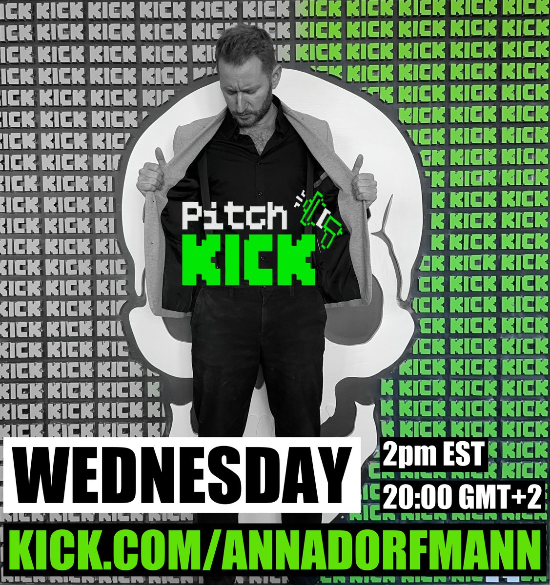 💚💚💚💀💀💀💚💚💚
Friends and all those who don't know me yet
TODAY at 2pm EST (20:00 GMT+2) another episode of Pitch KICK

Art, love, talking, fun and other CzechEnglish language lessons. Only on this channel:
kick.com/annadorfmann

<a href="/KickCommunity/">KICK Community</a> 
<a href="/kick/"></a> 
#PitchKick