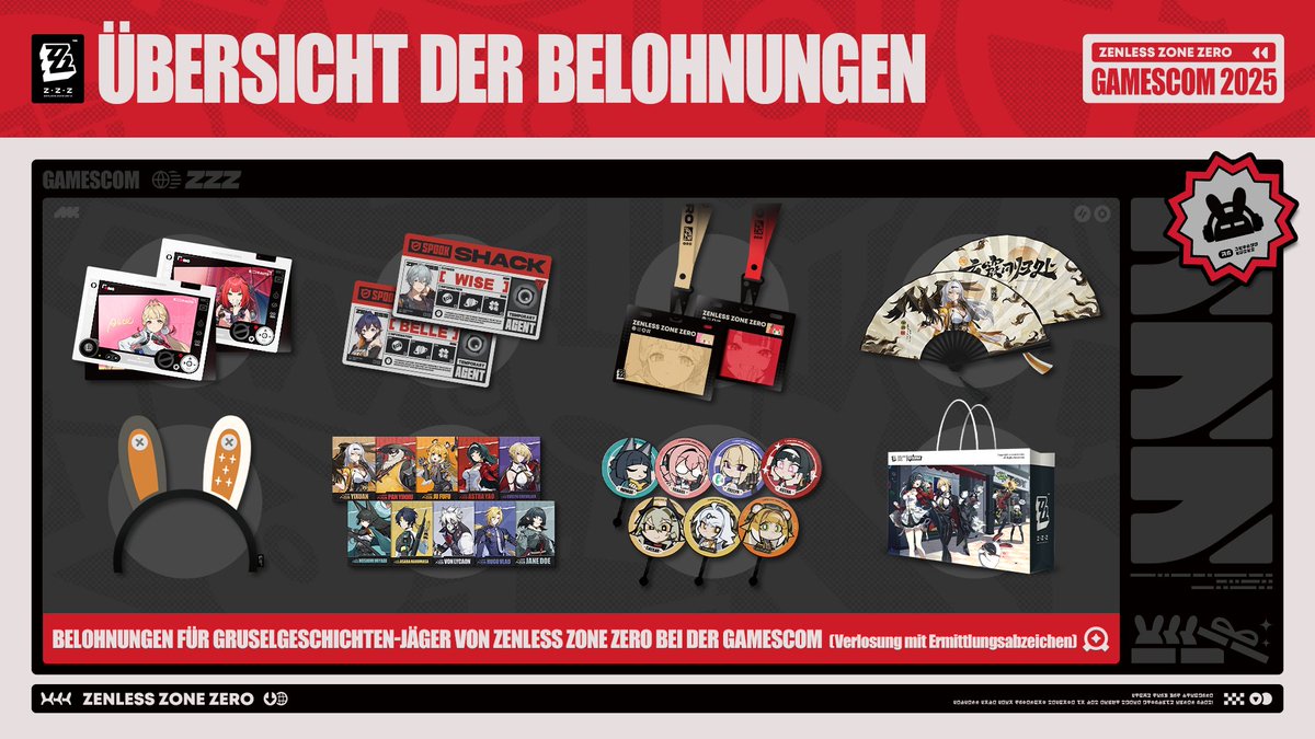 ZZZ_DEU's tweet image. 🎁Erkundungsleitfaden von Zenless Zone Zero für die gamescom 2025

Lieber Proxy, bitte bewahre diesen Erkundungsleitfaden von Zenless Zone Zero sicher auf!
Schließ dich Yuzuha und Alice an, um die gruseligen Messemysterien zu untersuchen, deinen Mut auf die Probe zu stellen und…