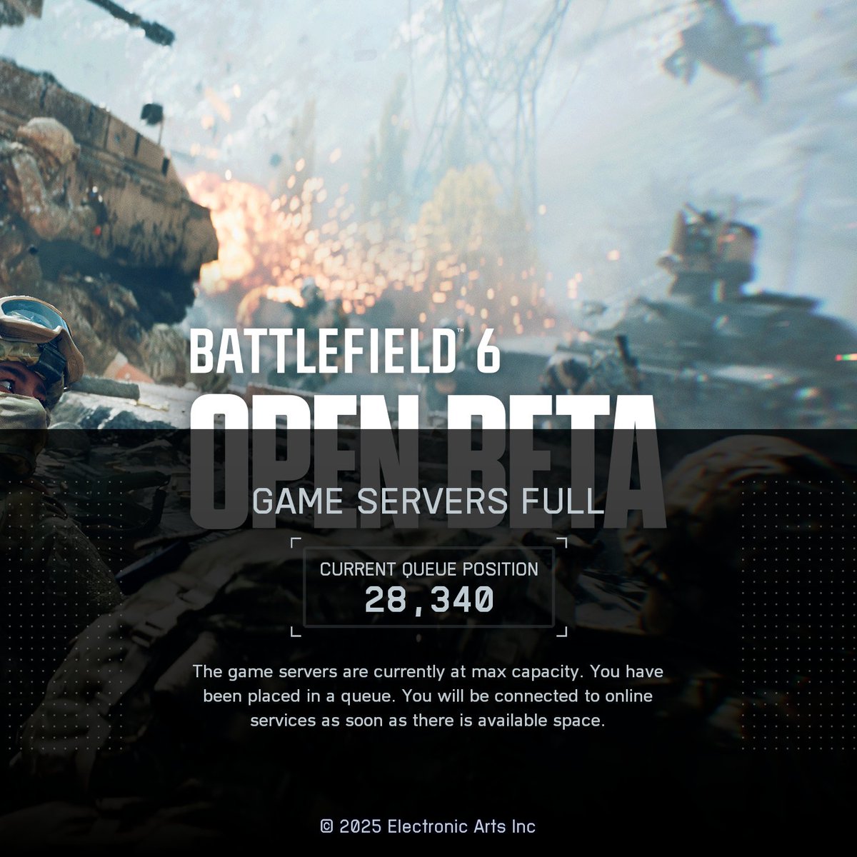 Best of luck to all of the #Battlefield content creators streaming tomorrow! I can see there being plenty of Q&amp;A time with chat if this queue persists...