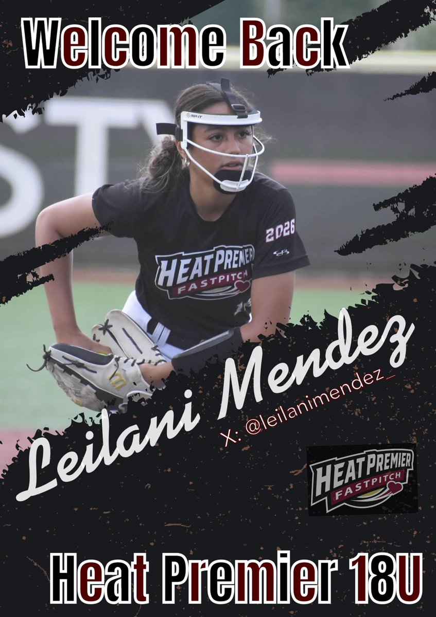 Heat Premier 08 (@heatpremier08) on Twitter photo 🔥 Roster Announcement 🔥
Playing at nationals w/a broken finger showing grit & love for her team. This talented 2x All Conf gem threw 119 inns last year for us keeping the opps to a low avg & led us in Ks in the ⭕️ while hitting her own .350 AVG! Welcome back <a href="/leilanimendez_/">Leilani Mendez</a>!❤️🔥 🔥 Roster Announcement 🔥
Playing at nationals w/a broken finger showing grit & love for her team. This talented 2x All Conf gem threw 119 inns last year for us keeping the opps to a low avg & led us in Ks in the ⭕️ while hitting her own .350 AVG! Welcome back <a href="/leilanimendez_/">Leilani Mendez</a>!❤️🔥