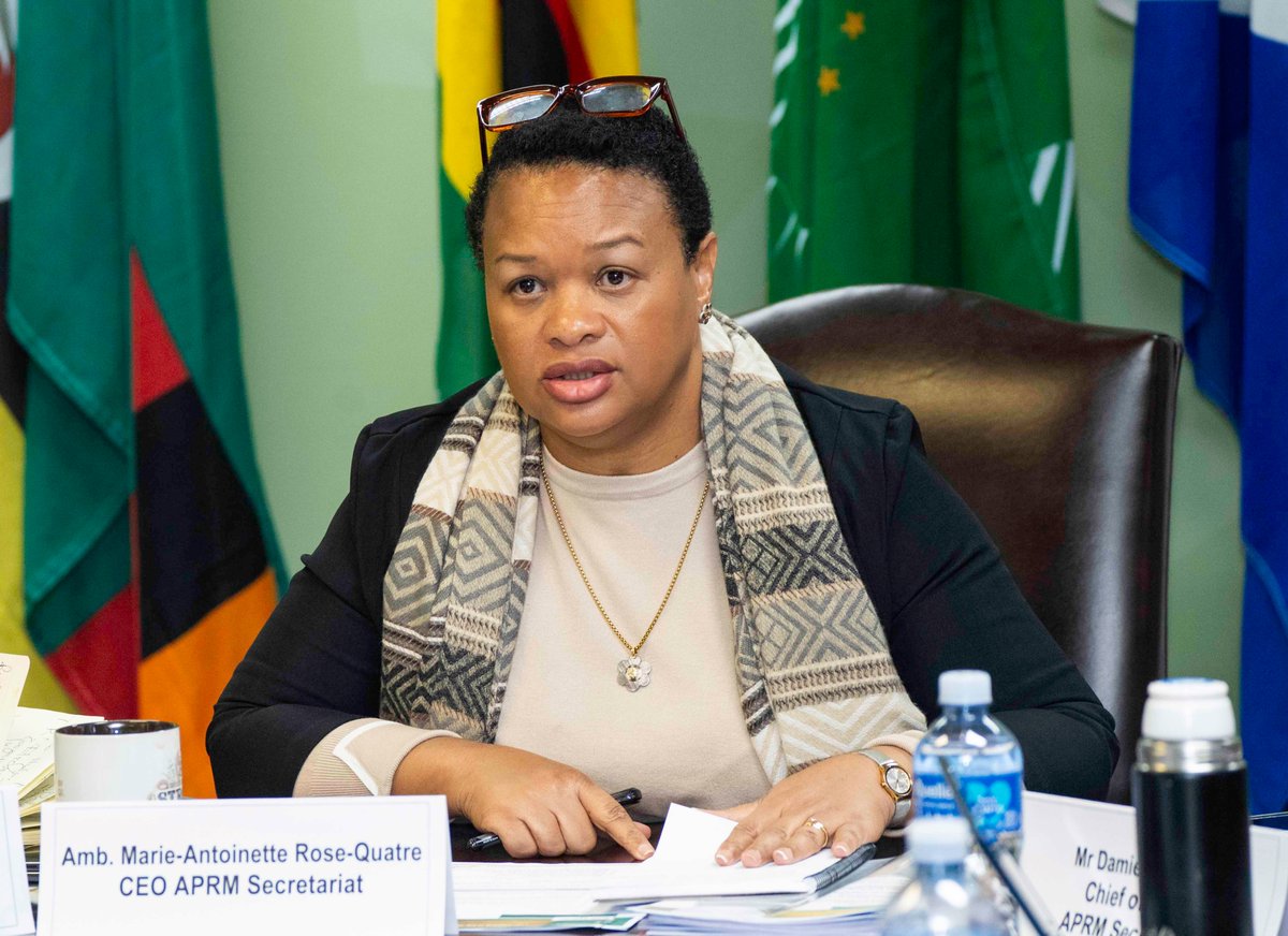 African Peer Review Mechanism (APRM) (@aprmorg) on Twitter photo APRM CEO, Amb. <a href="/APRM_MarieRose/">Amb. Marie-Antoinette Rose Quatre</a> announced that voluntary contributions from Algeria ($1 million) and Togo ($100,000) will support our core mandate of country and targeted reviews in Egypt, São Tomé and Príncipe, Zimbabwe, Sierra Leone, and Liberia.
#GoodGovernance #APRM APRM CEO, Amb. <a href="/APRM_MarieRose/">Amb. Marie-Antoinette Rose Quatre</a> announced that voluntary contributions from Algeria ($1 million) and Togo ($100,000) will support our core mandate of country and targeted reviews in Egypt, São Tomé and Príncipe, Zimbabwe, Sierra Leone, and Liberia.
#GoodGovernance #APRM
