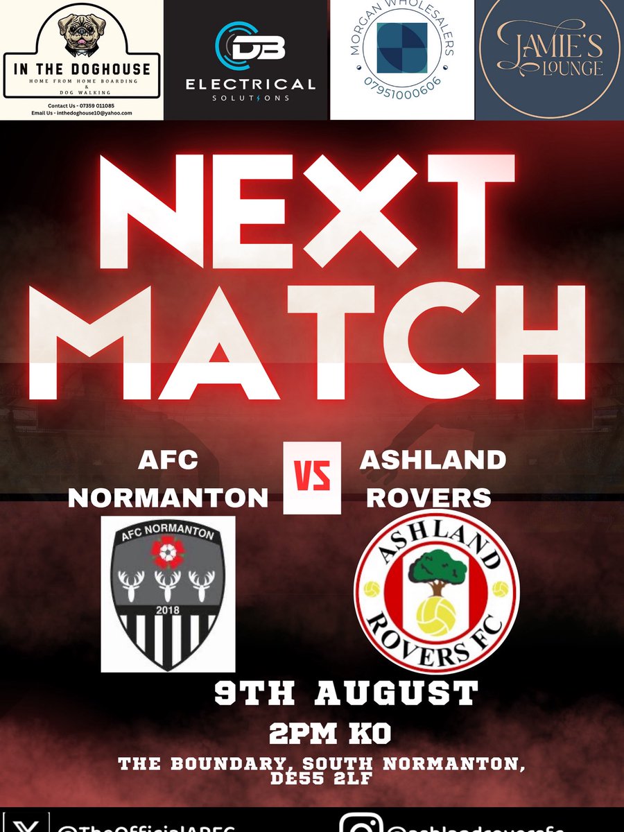 ⚫️🔴 Pre-Season Finale🔴⚫️

Last Pre-Season friendly sees us take a mixed squad to face AFC Normanton.
Come down support the lads before they get going the week after in league action.

First Team

Away 🆚  AFC Normanton 
🕖 14:00KO
📍 Boundary Rec, DE55 2LF
🎟️ Free