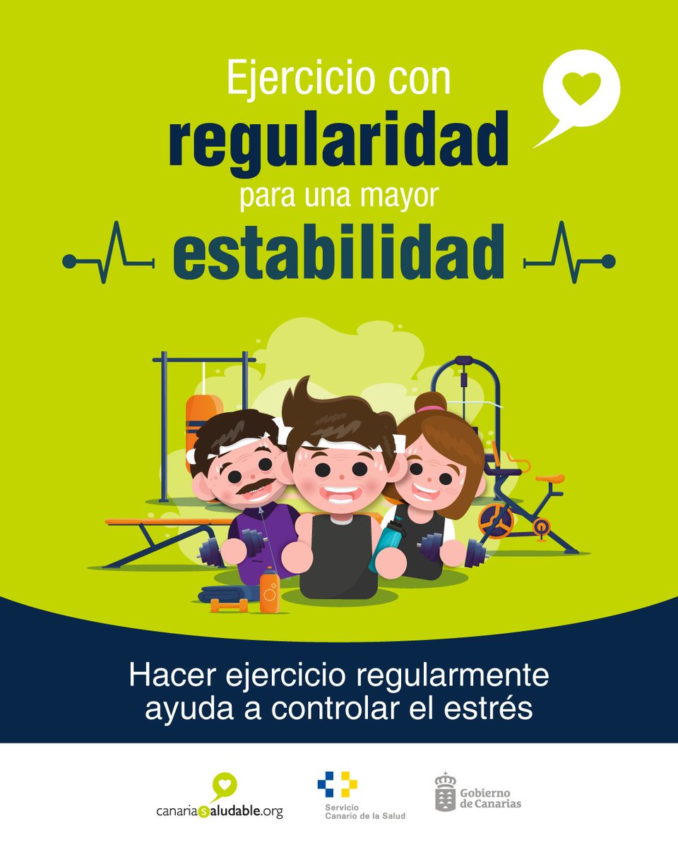 CanariaSaludable (@cansaludable) on Twitter photo #Estrés
🏃Realizar ejercicio con regularidad ayuda a tener un
mayor control sobre el estrés.
🛌¡No tengas una vida sedentaria!
<a href="/SanidadGobCan/">Sanidad Gobcan</a> <a href="/PresiCan/">Presidencia GobCan</a> <a href="/JuventudCanaria/">JuventudCanaria.com</a> <a href="/112canarias/">112 Canarias</a> <a href="/012Gobcan/">012Gobcan</a> #Estrés
🏃Realizar ejercicio con regularidad ayuda a tener un
mayor control sobre el estrés.
🛌¡No tengas una vida sedentaria!
<a href="/SanidadGobCan/">Sanidad Gobcan</a> <a href="/PresiCan/">Presidencia GobCan</a> <a href="/JuventudCanaria/">JuventudCanaria.com</a> <a href="/112canarias/">112 Canarias</a> <a href="/012Gobcan/">012Gobcan</a>