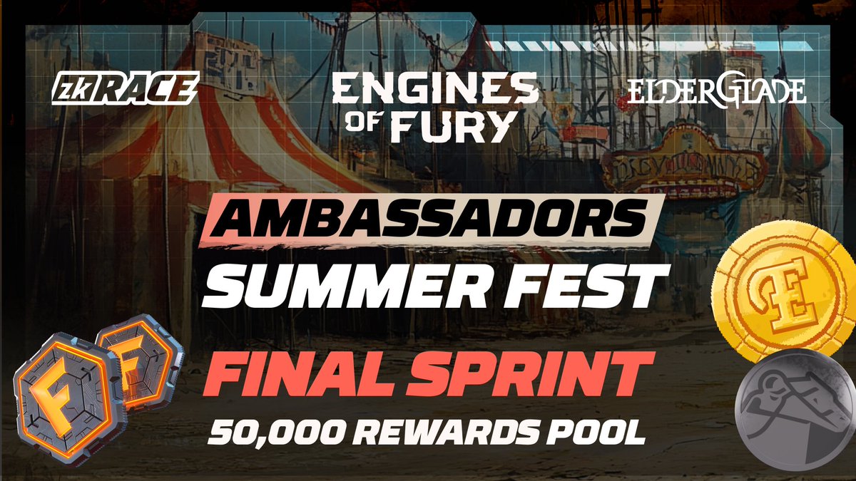 Engines of Fury ๐ฎ (@enginesoffury) on Twitter photo ๐ฅ LAST SPRINT OF SUMMER FEST STARTS NOW ๐ฅ
Make it count. Join the best community out there:
bit.ly/456yzfR
<a href="/EnginesOfFury/">Engines of Fury ๐ฎ</a> x <a href="/zk_Race/">zkRace</a> x <a href="/Elderglade/">Elderglade</a>
Three games. One epic movement.
๐ Monumental events are coming. Be first to know. Be part of it. ๐ฅ LAST SPRINT OF SUMMER FEST STARTS NOW ๐ฅ
Make it count. Join the best community out there:
bit.ly/456yzfR
<a href="/EnginesOfFury/">Engines of Fury ๐ฎ</a> x <a href="/zk_Race/">zkRace</a> x <a href="/Elderglade/">Elderglade</a>
Three games. One epic movement.
๐ Monumental events are coming. Be first to know. Be part of it.