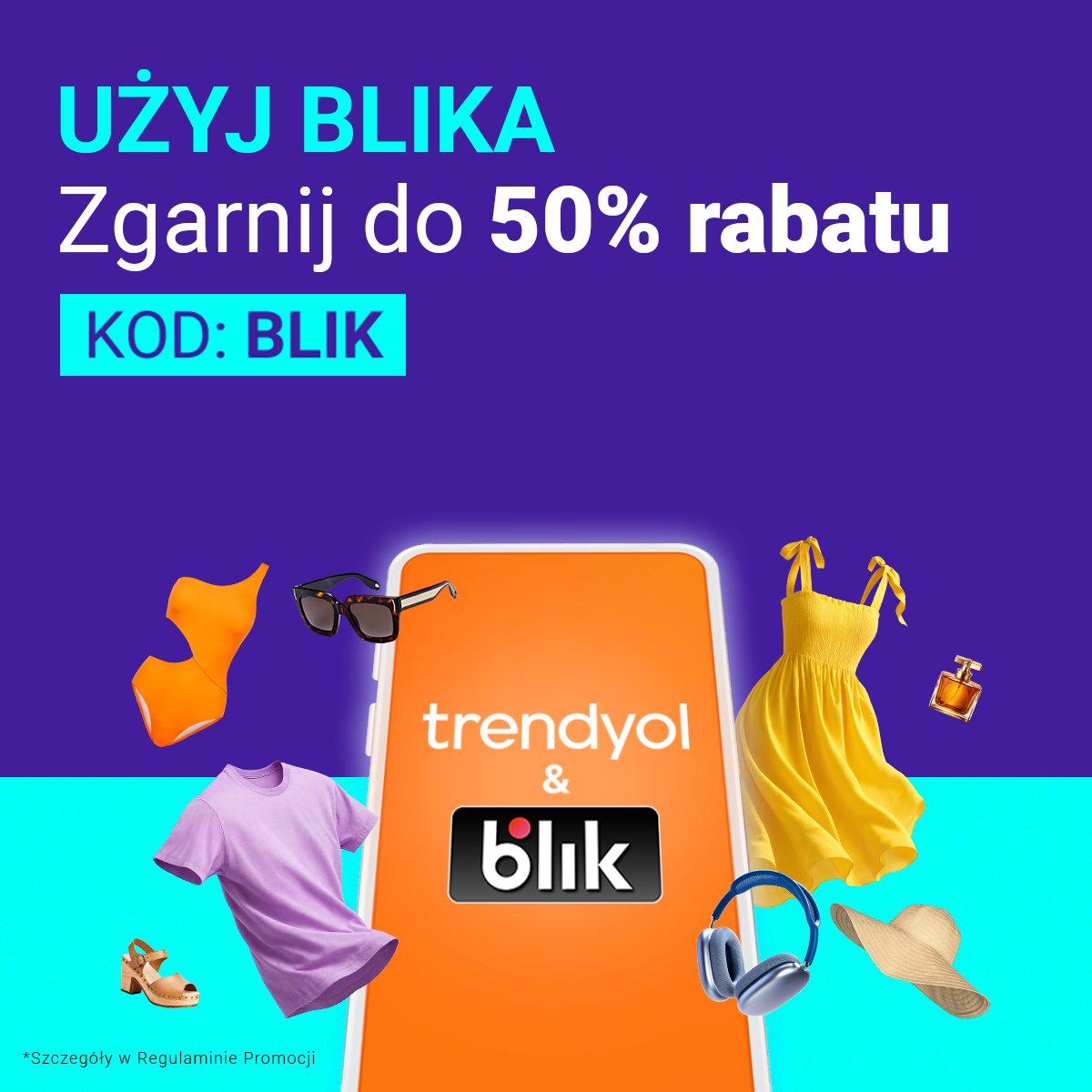BLIK (@blikmobile) on Twitter photo Zakupy w Trendyol jeszcze nigdy nie były tak opłacalne! 🛍️📲 Wybierz BLIKA jako metodę płatności, a następnie w polu rabatowym wpisz kod promocyjny „BLIK” i zgarnij 50% zniżki (do 90 zł) na pierwsze zakupy lub 20% rabatu (do 15 zł), jeśli już wcześniej zamawiałeś. Bez minimalnej Zakupy w Trendyol jeszcze nigdy nie były tak opłacalne! 🛍️📲 Wybierz BLIKA jako metodę płatności, a następnie w polu rabatowym wpisz kod promocyjny „BLIK” i zgarnij 50% zniżki (do 90 zł) na pierwsze zakupy lub 20% rabatu (do 15 zł), jeśli już wcześniej zamawiałeś. Bez minimalnej