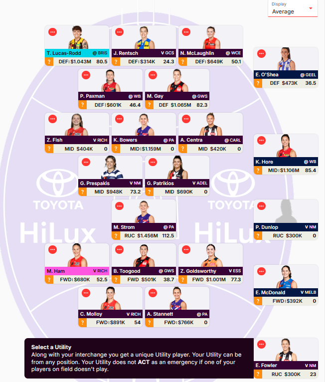 Clarky (@quantumjc) on Twitter photo Finally managed to put together my #AFLWfantasy team.
How'd I do <a href="/FreeKickWPod/">Free Kick: The AFLW Fantasy Podcast</a> ? (please ignore my C and VC) Finally managed to put together my #AFLWfantasy team.
How'd I do <a href="/FreeKickWPod/">Free Kick: The AFLW Fantasy Podcast</a> ? (please ignore my C and VC)