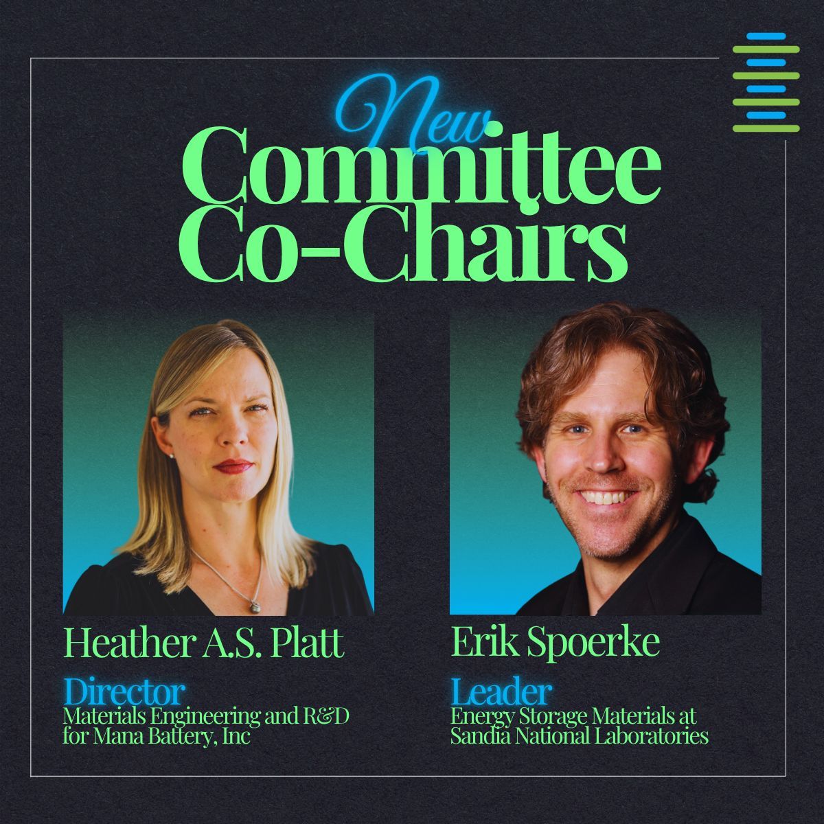 New Sodium Battery Committee co-chairs announced 
Heather Platt (Mana Battery) &amp; Erik Spoerke (Sandia)
  Join them at UCLA,Los Angeles Nov 18-19 events.naatbatt.org/2025-sodium-zi…  
#NAATBatt #SodiumBattery #SodiumZincWorkshop