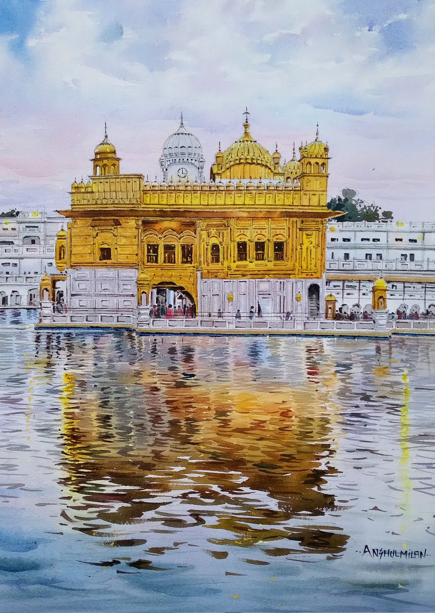 AnshulMilan's tweet image. My #Watercolour #painting #art #artist  #anshulmilan               Golden temple