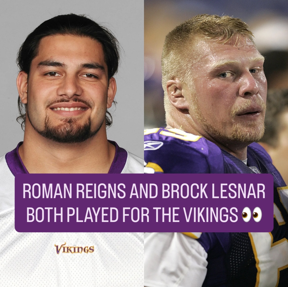 The Vikings are so cool 💜

Roman Reigns AND Brock Lesnar both played for Minnesota.

#WWE | #SKOL