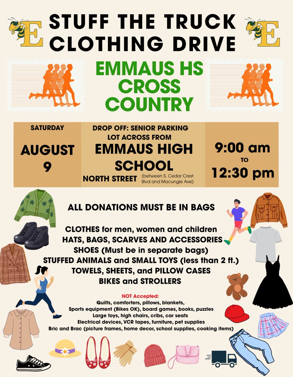 Emmaus High School XC/Track & Field (@emmausxctf) on Twitter photo Have stuff detailed below laying around your house? Place it in a bag and drop it off at the EHS senior lot for our stuff the truck fundraiser this coming Saturday! We would love to see you! Have stuff detailed below laying around your house? Place it in a bag and drop it off at the EHS senior lot for our stuff the truck fundraiser this coming Saturday! We would love to see you!