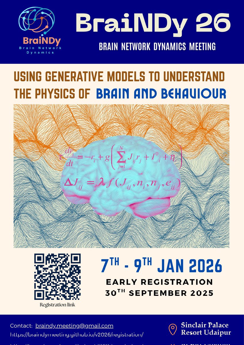 Dhrubajyoti Biswas (@djbiswas98) on Twitter photo #BraiNDy 2026 happening around the beautiful city of Udaipur, Rajasthan!
Early registrations and poster submissions open now!
Visit braindymeeting.github.io/v2026
<a href="/arpansview/">Arpan Banerjee</a>
<a href="/dynamicdip/">dipanjanr</a>
<a href="/DipanjanMBBSlab/">দীপাঞ্জন Dipanjan</a>
#brain #BrainHealth #dynamicalsystems
#chaos
#synchronization
#science #BraiNDy 2026 happening around the beautiful city of Udaipur, Rajasthan!
Early registrations and poster submissions open now!
Visit braindymeeting.github.io/v2026
<a href="/arpansview/">Arpan Banerjee</a>
<a href="/dynamicdip/">dipanjanr</a>
<a href="/DipanjanMBBSlab/">দীপাঞ্জন Dipanjan</a>
#brain #BrainHealth #dynamicalsystems
#chaos
#synchronization
#science