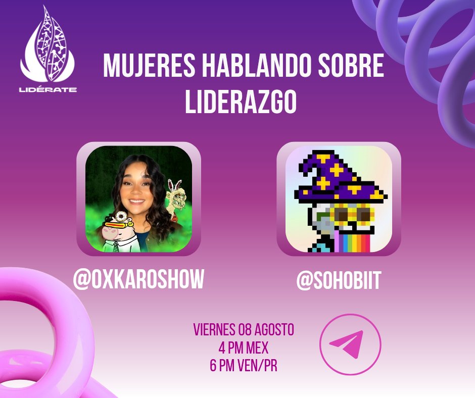 Cryptomanada.lens 🌿 (@cryptomanada) on Twitter photo Este viernes <a href="/0xKaroShow/">karoshow.eth</a> y <a href="/sohobiit/">Soho (❤️🔥,🍀)</a> mujeres referentes dentro del ecosistema hablarán sobre Liderazgo femenino 🌟
¿Cómo nos relacionamos las mujeres con el liderazgo?
¿Identificamos nuestra naturaleza líder y la usamos para crecer? Este viernes <a href="/0xKaroShow/">karoshow.eth</a> y <a href="/sohobiit/">Soho (❤️🔥,🍀)</a> mujeres referentes dentro del ecosistema hablarán sobre Liderazgo femenino 🌟
¿Cómo nos relacionamos las mujeres con el liderazgo?
¿Identificamos nuestra naturaleza líder y la usamos para crecer?