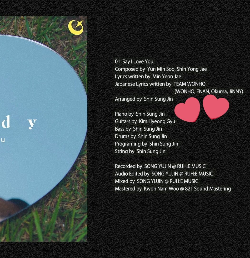 Oh! Wonho and Enan, under the production name 'Team Wonho', wrote the Japanese lyrics for another song of singer Woody's - "Say I Love You" 🥺

(They wrote the Japanese lyrics for Woody's 'When You Alone' recently too.)

It's out now today!