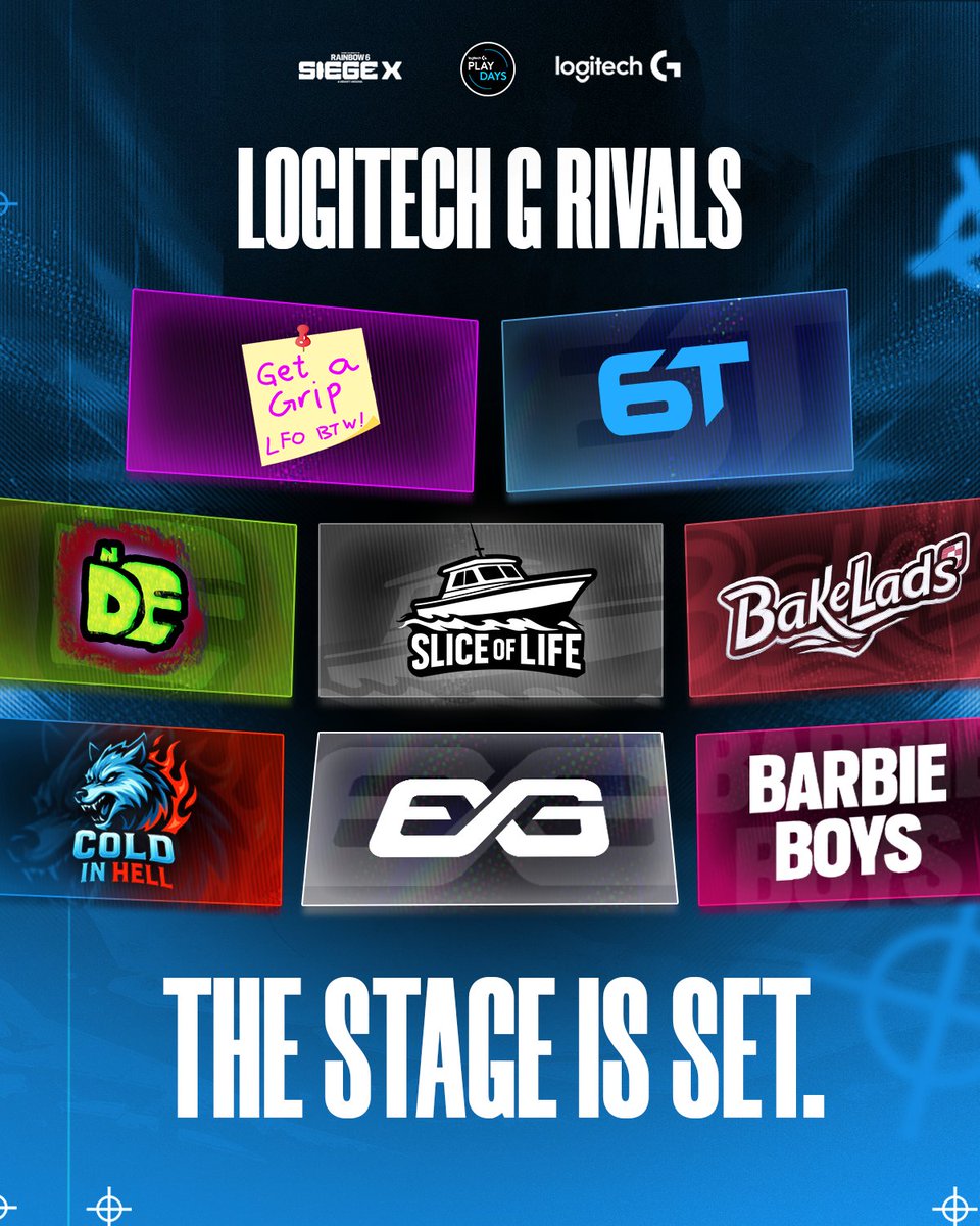 Announcing the qualified teams competing in Logitech G Rivals! 🔥
We cannot wait to see who will end up taking the gold 🥇 

⚔️ <a href="/6Targets/">6TARGETS LFO 🎯</a>
⚔️ <a href="/ExstoG/">Exsto Gaming</a>
⚔️ Get a Grip
⚔️ Names Dave Esports
⚔️  Slice of Life
⚔️  Bakelads
⚔️  Cold in Hell
⚔️  <a href="/TheBarbieBoys/">Barbie Boys</a>