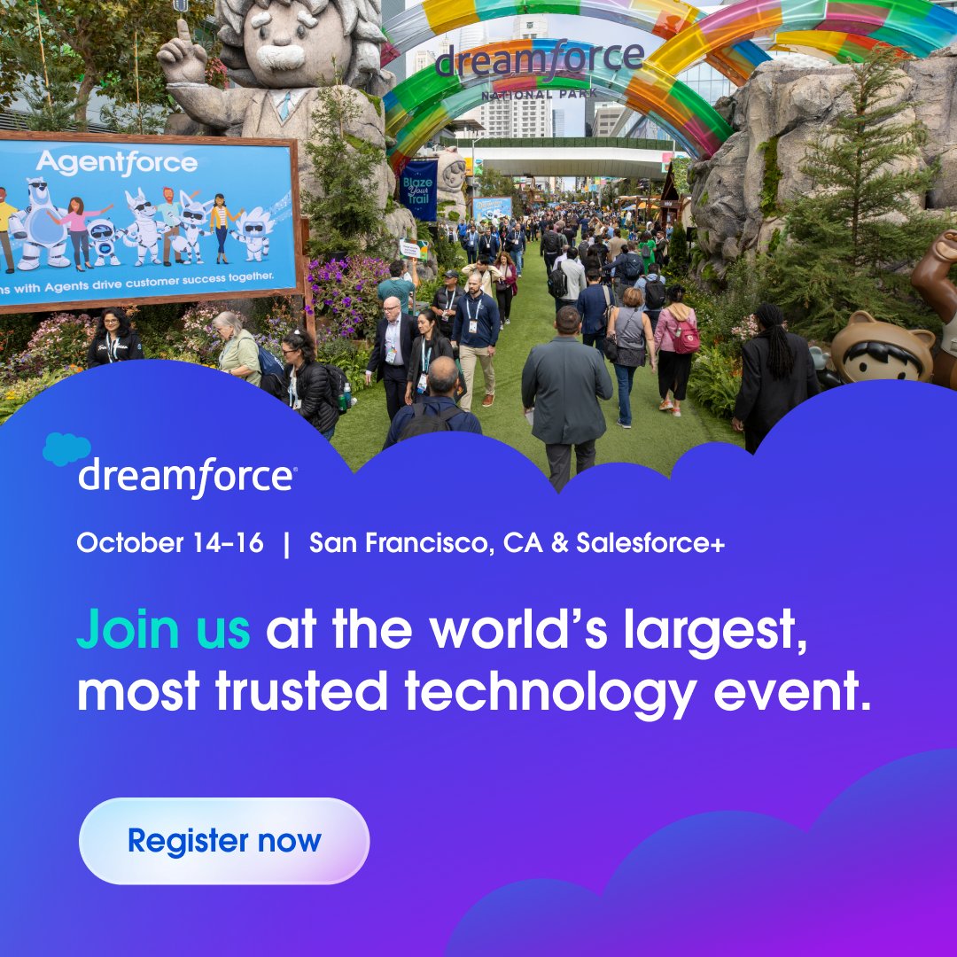 edubimonte's tweet photo. This year at Dreamforce, it’s all about AI agents, real-time data, and CRM working together to create a digital labor force that scales with you. #DF25
Don’t miss it! Register today and get exclusive perks: https://t.co/LoIgwtPaHY https://t.co/WanSNcApJY