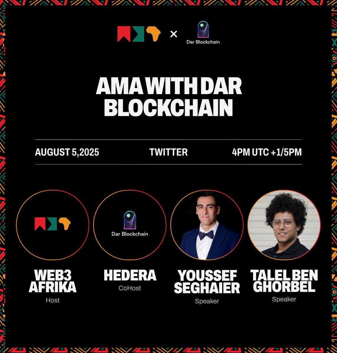 Web3 Afrika | web3afrika.eth (@web3afrika) on Twitter photo Did you miss the AMA yesterday with <a href="/DarBlockchain/">Dar Blockchain</a> for the <a href="/Hedera_Hacks/">HederaHacks</a> Hackathon?
Tune in to this recorded space where we discussed what the hackathon is really about, Tools, timelines, and where to ask for help
x.com/web3afrika/sta…
Also make sure you register here: Did you miss the AMA yesterday with <a href="/DarBlockchain/">Dar Blockchain</a> for the <a href="/Hedera_Hacks/">HederaHacks</a> Hackathon?
Tune in to this recorded space where we discussed what the hackathon is really about, Tools, timelines, and where to ask for help
x.com/web3afrika/sta…
Also make sure you register here: