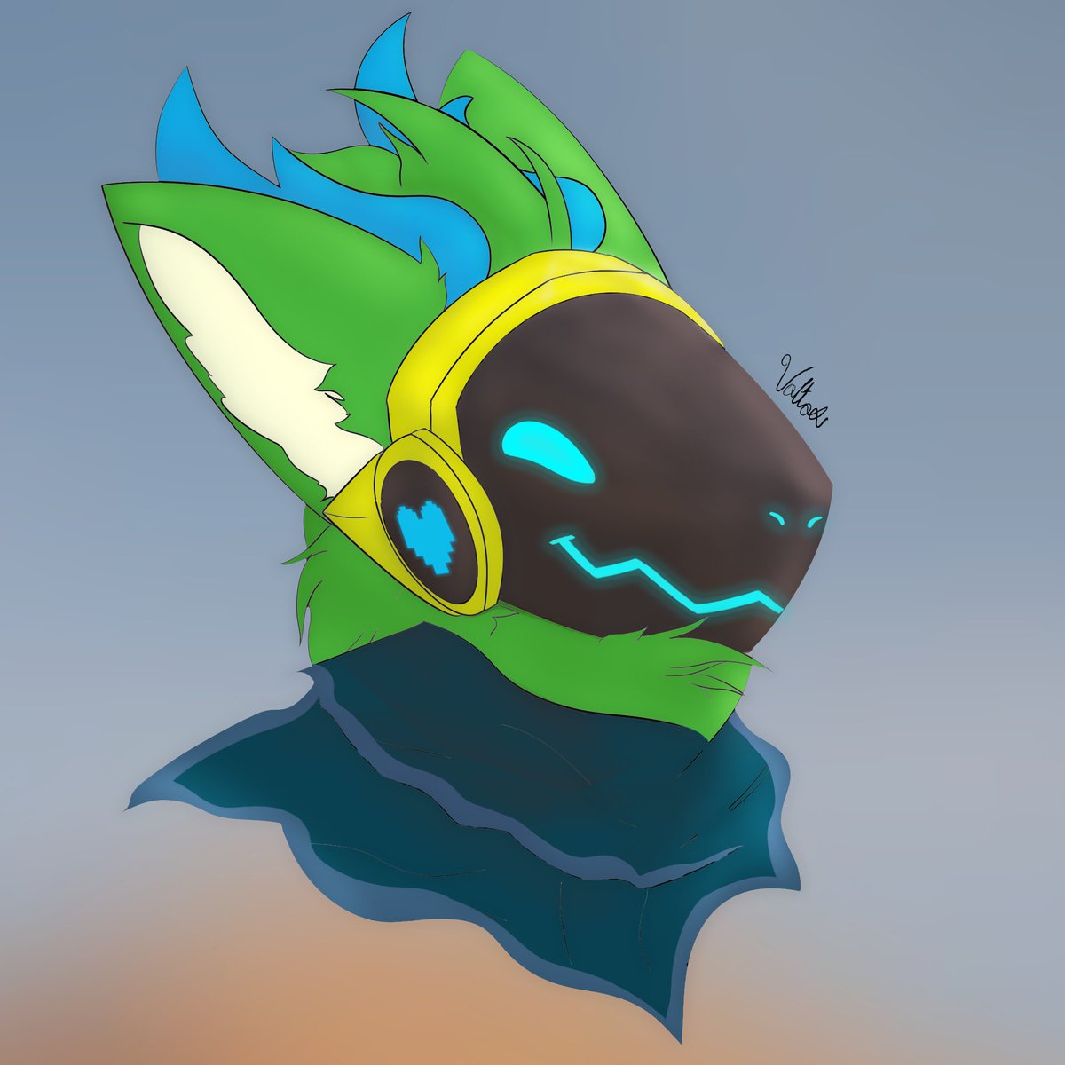 Green proot!

Late bday gift for <a href="/ProtogenPix/">Pix Infinitum</a> 
#protogen  #furryartwork  #furrycommunity