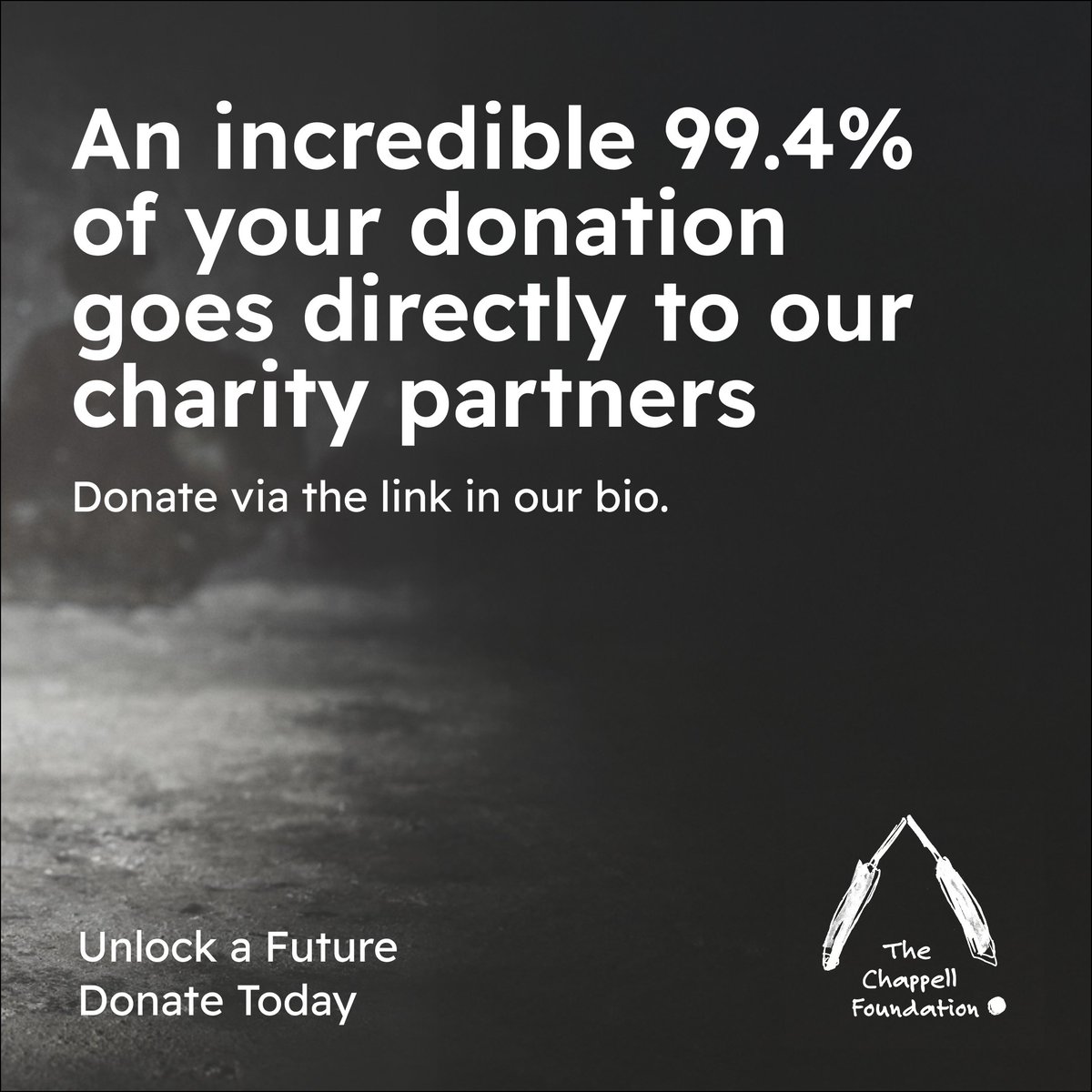 On this third day of Homelessness Week, The Chappell Foundation is making a call to action to combat youth homelessness.

You deserve to know your donation makes a difference. At The Chappell Foundation, we guarantee it.

An incredible 99.4% of your donation goes directly to our