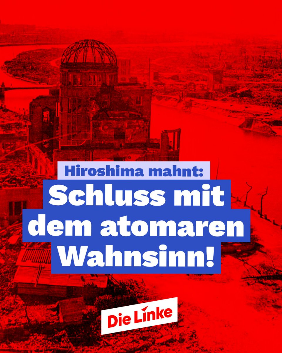 80 Jahre nach Hiroshima &amp; Nagasaki bedrohen immer noch über 12.000 Atomwaffen unsere Welt. Statt über neue Atomwaffen nachzudenken, muss die Bundesregierung den UN-Atomwaffenverbotsvertrag unterzeichnen &amp; alle US-Atomwaffen aus Deutschland abziehen. Für eine atomwaffenfreie Welt!
