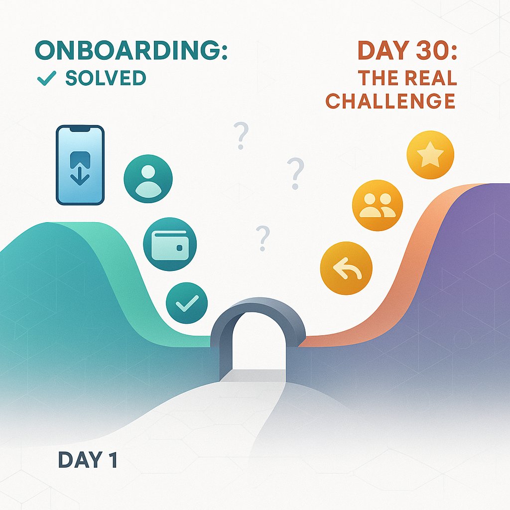 🧵 Thread: Everyone's solving wallet onboarding. Who's solving Day 2?

In conversations with wallet teams recently, there's laser focus on seamless onboarding:

- SSO integration ✓
- Simple key management ✓
- Web2-like UX ✓

We're almost there. But I see a strategic gap...