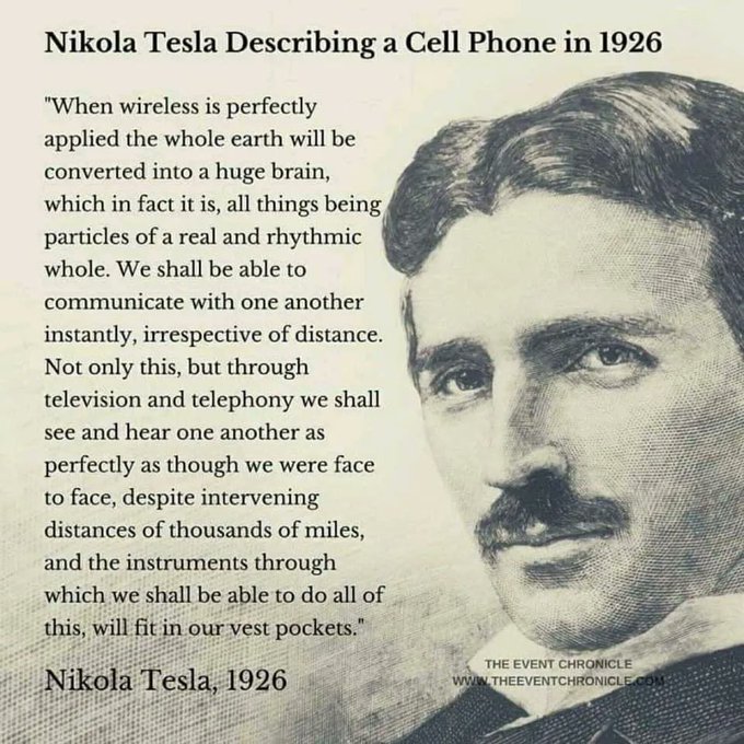 Nikola Tesla describing a cell phone in an interview conducted by journalist John B. Kennedy and published in a Jan. 30, 1926, article in Collier's magazine.