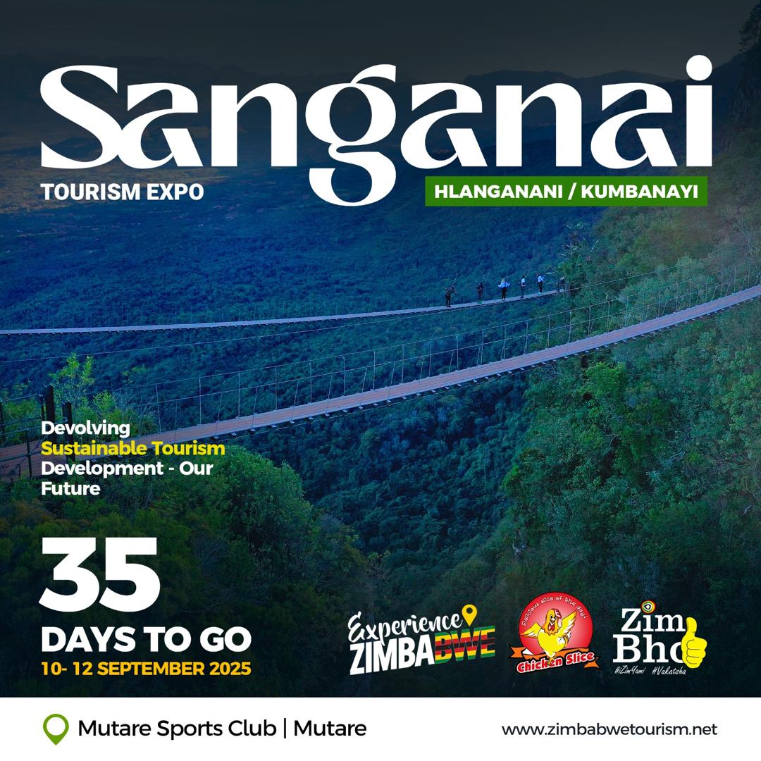 3️⃣5️⃣ 𝗗𝗔𝗬𝗦 𝗧𝗢 𝗚𝗢! Join Sanganai/Hlanganani Kumbanayi Tourism Expo’s bold move to the breathtaking Eastern Highlands! A true celebration of Zimbabwe’s diverse &amp; sustainable tourism offering!   

For more information visit: zimbabwetourism.net/sanganai 
𝐅𝐨𝐫
