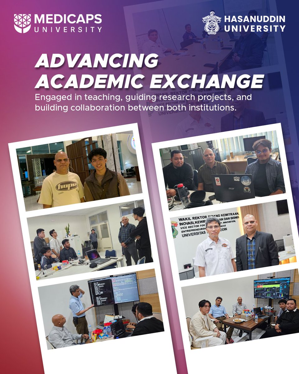 Medicaps_Indore's tweet photo. #MedicapsUniversity is proud to share a significant moment in our global #academicjourney. Prof. (Dr.) Kailash Chandra Bandhu, HOD of Computer Science and Engineering, is currently visiting @hasanuddin_univ, Indonesia, under the #FacultyExchangeProgramme.
#GlobalEducation https://t.co/j1lIxoX29Z