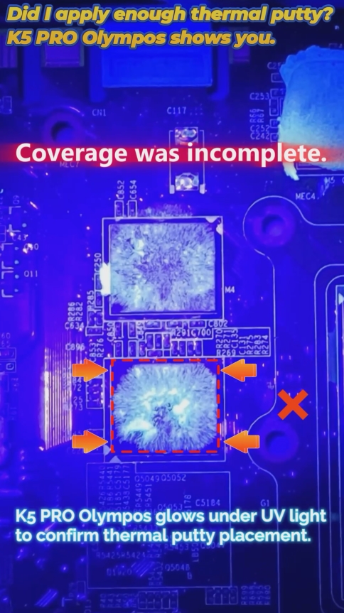 cslabs's tweet image. ℹ️ Stop guessing if you applied enough thermal putty.
✅ K5 PRO Olympos shows you under UV.

🎥 youtube.com/shorts/RjucRGr…

Get yours here →
👉 ebay.com/itm/3969161780…
👉 amazon.com/dp/B0F9LS653K
👉 computer-systems.gr/products/k5-pr…
👉 amazon.com.au/dp/B0F9LS653K (Australia)