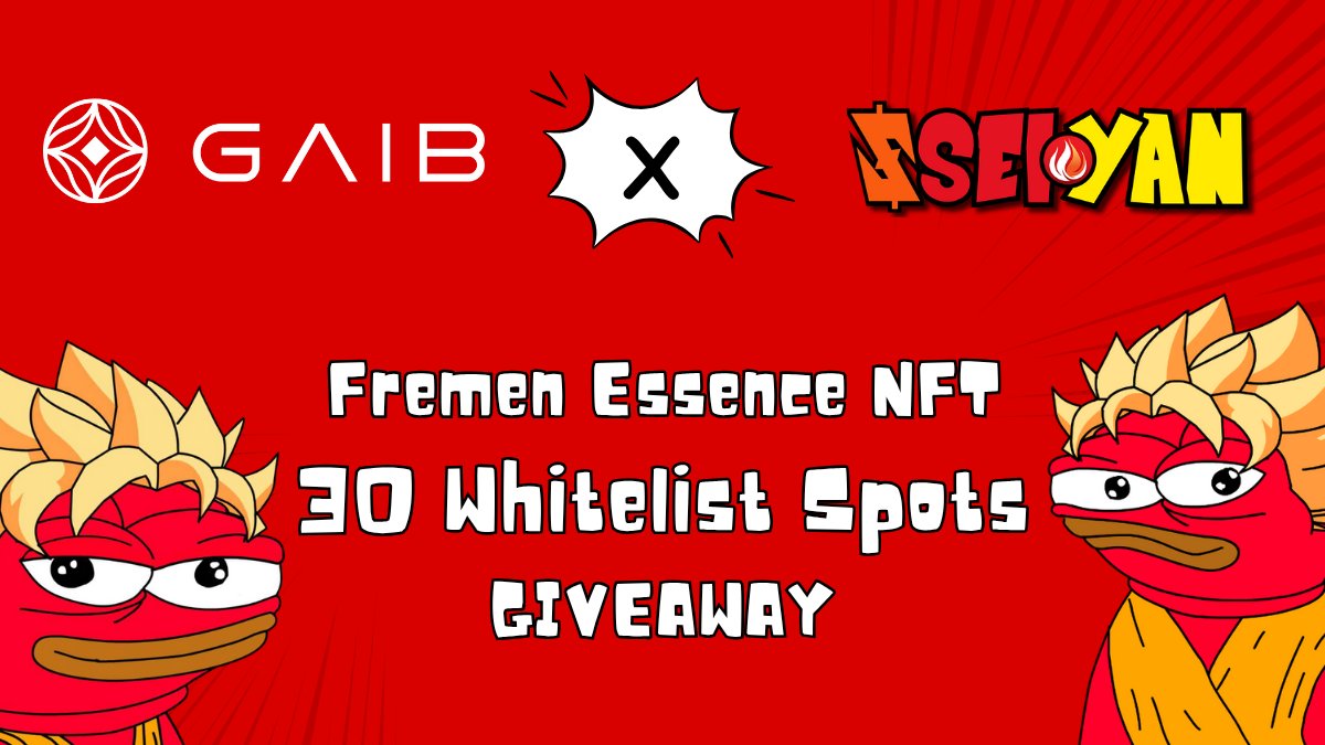 SEIYAN on SEI (@seiyantoken9000) on Twitter photo Seiyans, we're giving away 30 whitelist spots for our friends over at <a href="/gaib_ai/">GAIB 🟠 | RWAiFi</a> .
The Fremen Essence NFT is a collection of 3,000 NFTs to honor GAIB’s early supporters.
Perks include early access to future GAIB campaigns, launch rewards, and more.
The giveaway will open until Seiyans, we're giving away 30 whitelist spots for our friends over at <a href="/gaib_ai/">GAIB 🟠 | RWAiFi</a> .
The Fremen Essence NFT is a collection of 3,000 NFTs to honor GAIB’s early supporters.
Perks include early access to future GAIB campaigns, launch rewards, and more.
The giveaway will open until