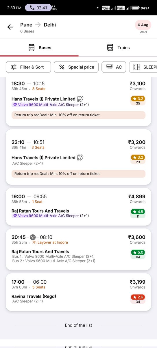 MandalUdit68969's tweet image. Booked a Pune–Delhi bus on #Redbus , expecting a direct journey. But it had a 9-hour layover in Indore—not shown as overlay, just hidden in the drop address. Another bus from the same operator clearly shows the stop.

@redBus_in @Cyberdost @nch1915 @jagograhakjago 
pnr 218473241