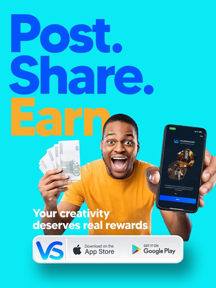 Na the best update today be this

Download the #VillageSquareApp today. Like, post, comment, share &amp; start earning 🤑