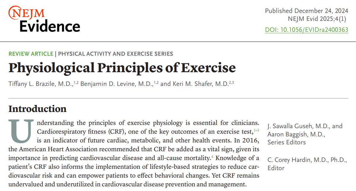 Federico M. Oliva (@federicomoliva) on Twitter photo 🏋️ Exercise is medicine, but how well do we understand its physiology?
This fantastic <a href="/NEJMEvidence/">NEJM Evidence</a> review is a must-read for anyone working with patients or athletes.
💡 A clear, evidence-based deep dive into how the body responds to exercise.
🔗 doi.org/10.1056/EVIDra… 🏋️ Exercise is medicine, but how well do we understand its physiology?
This fantastic <a href="/NEJMEvidence/">NEJM Evidence</a> review is a must-read for anyone working with patients or athletes.
💡 A clear, evidence-based deep dive into how the body responds to exercise.
🔗 doi.org/10.1056/EVIDra…