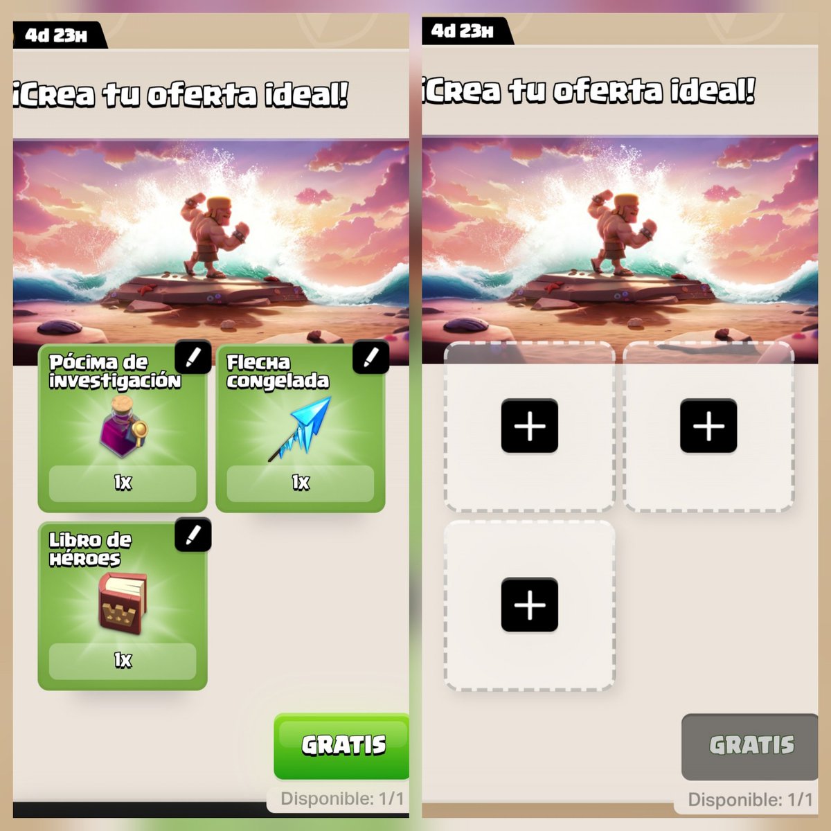 OFERTA GRATIS 😲
💥YA DISPONIBLE EN LA SUPERCELL STORE
🔝Puedes montar tu propia oferta personalizable ‼️

Aquí en la imagen un EJEMPLO. Mi combo favorito
✅ PÓCIMA
✅ Libro de Reyes
✅ Habilidad de un héroe

Y tu? Cual es tu combo favorito?
#CLASHOFCLANS