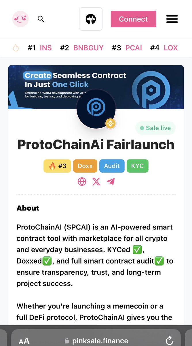 ProtoChainAI's tweet image. 🚀 Trending #3 on PinkSale!

ProtoChain AI just hit #3 TRENDING on PinkSale! 🔥
And the presale isn’t even over yet.

That’s real demand. Real momentum.
No hype — just a project the space can’t ignore.

The clock is ticking.
Presale ends soon — this is your moment.

Don’t just…