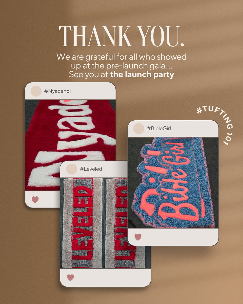 We launched &amp; you showed up!
You showed out.
And now we’re stitching stories one rug at a time.
Thank you! 💛
#Tufting #HandmadeCrafts #CustomRugs