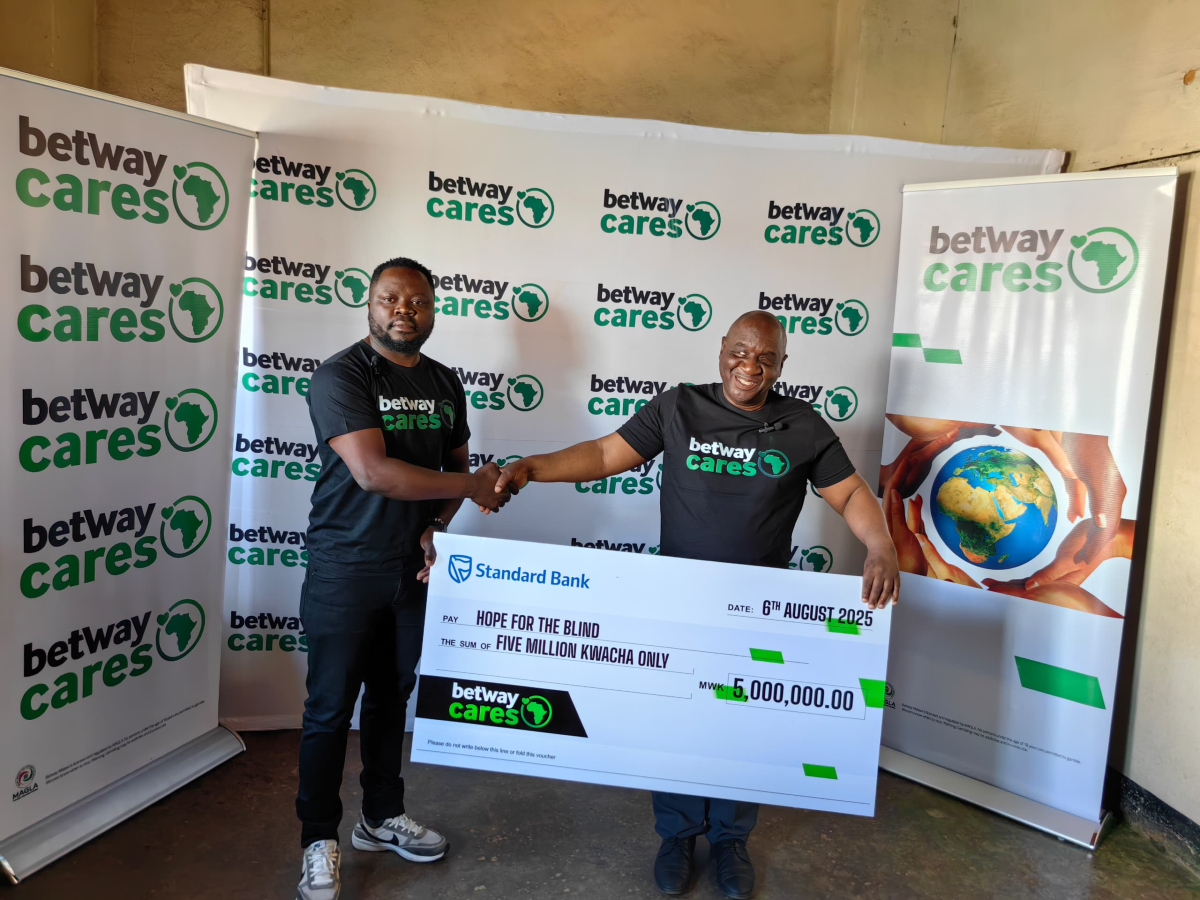 BetwayMalawi's tweet photo. We believe in betting on people💪🏿
We have donated MK5 million to Hope for the Blind to support their life-changing work.
Together, we’re building a more inclusive future.
#hopefortheblind
#betwaycares https://t.co/9mShOylPuU