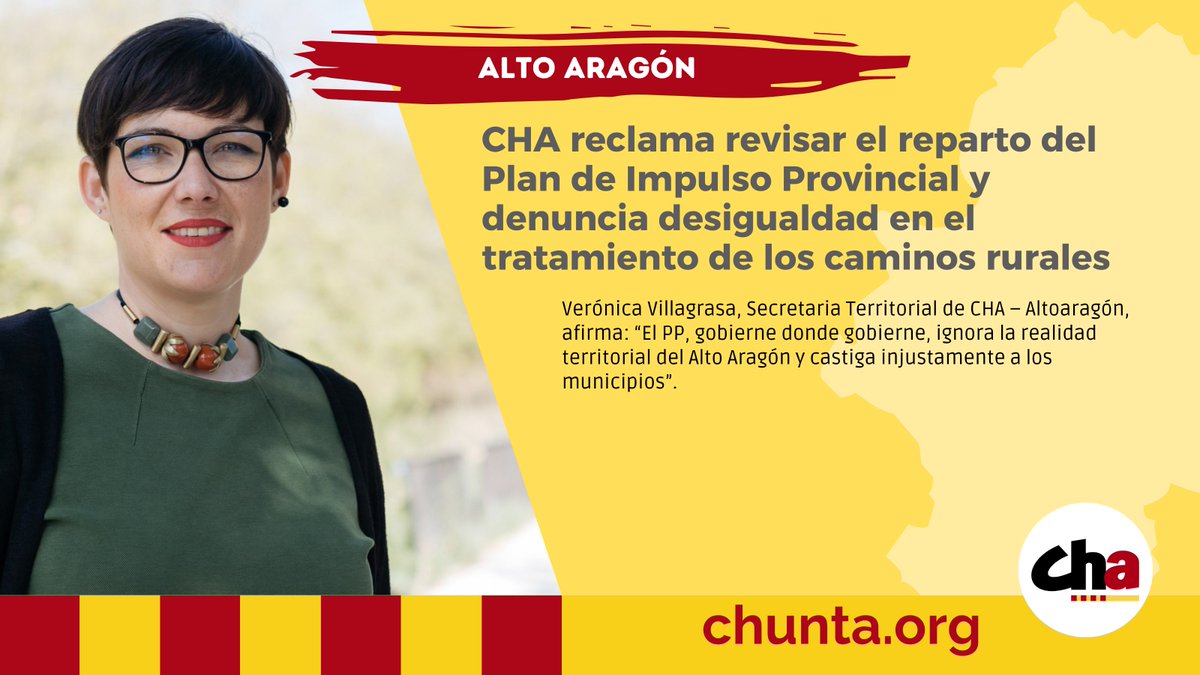 👉 CHA Altoaragón reclama una revisión inmediata del reparto del Plan de Impulso Provincial de DPH y denuncia criterios «desiguales y arbitrarios» en el tratamiento de los caminos rurales

<a href="/Moronyka/">Verónica</a>: "El PP ignora la realidad territorial"

🔗 chunta.org/cha-altoaragon…