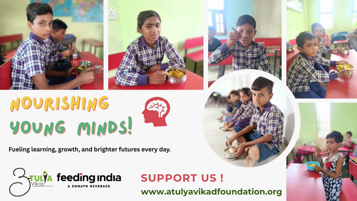 Atulya Vikas Foundation (@atulya_vikas) on Twitter photo 𝗡𝗼𝘂𝗿𝗶𝘀𝗵𝗶𝗻𝗴 𝗙𝘂𝘁𝘂𝗿𝗲𝘀 𝘄𝗶𝘁𝗵 𝗙𝗲𝗲𝗱𝗶𝗻𝗴 𝗜𝗻𝗱𝗶𝗮’𝘀 𝗠𝗲𝗮𝗹 𝗣𝗿𝗼𝗴𝗿𝗮𝗺!
Good nutrition helps reduce hunger distractions, improves attendance, and strengthens focus, empowering our children to reach their full potential.
Thanks to the <a href="/FeedingIndia/">Feeding India</a> ! 𝗡𝗼𝘂𝗿𝗶𝘀𝗵𝗶𝗻𝗴 𝗙𝘂𝘁𝘂𝗿𝗲𝘀 𝘄𝗶𝘁𝗵 𝗙𝗲𝗲𝗱𝗶𝗻𝗴 𝗜𝗻𝗱𝗶𝗮’𝘀 𝗠𝗲𝗮𝗹 𝗣𝗿𝗼𝗴𝗿𝗮𝗺!
Good nutrition helps reduce hunger distractions, improves attendance, and strengthens focus, empowering our children to reach their full potential.
Thanks to the <a href="/FeedingIndia/">Feeding India</a> !