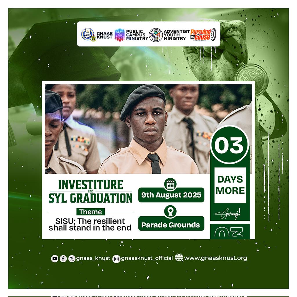 🎓INVESTITURE AND SYL GRADUATION 🎓 
Just 3 days left⏳And,
The cause would have been pursued.
The resilient would have stood.
Get readyyyyyyy🥳🥳🥳🔥