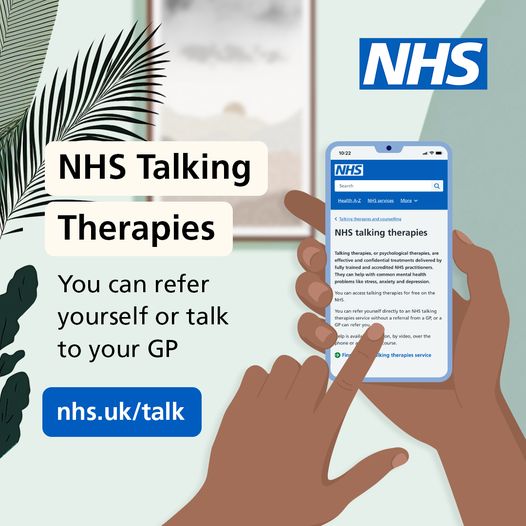 NHS Talking Therapies are a great tool to help manage your mental health. 
Stress and anxiety can have a real impact on your life, take control by checking this out.

You can refer yourself or talk to your GP.
nhs.uk/mental-health/…

#mentalhealthsupport #menthalhealth