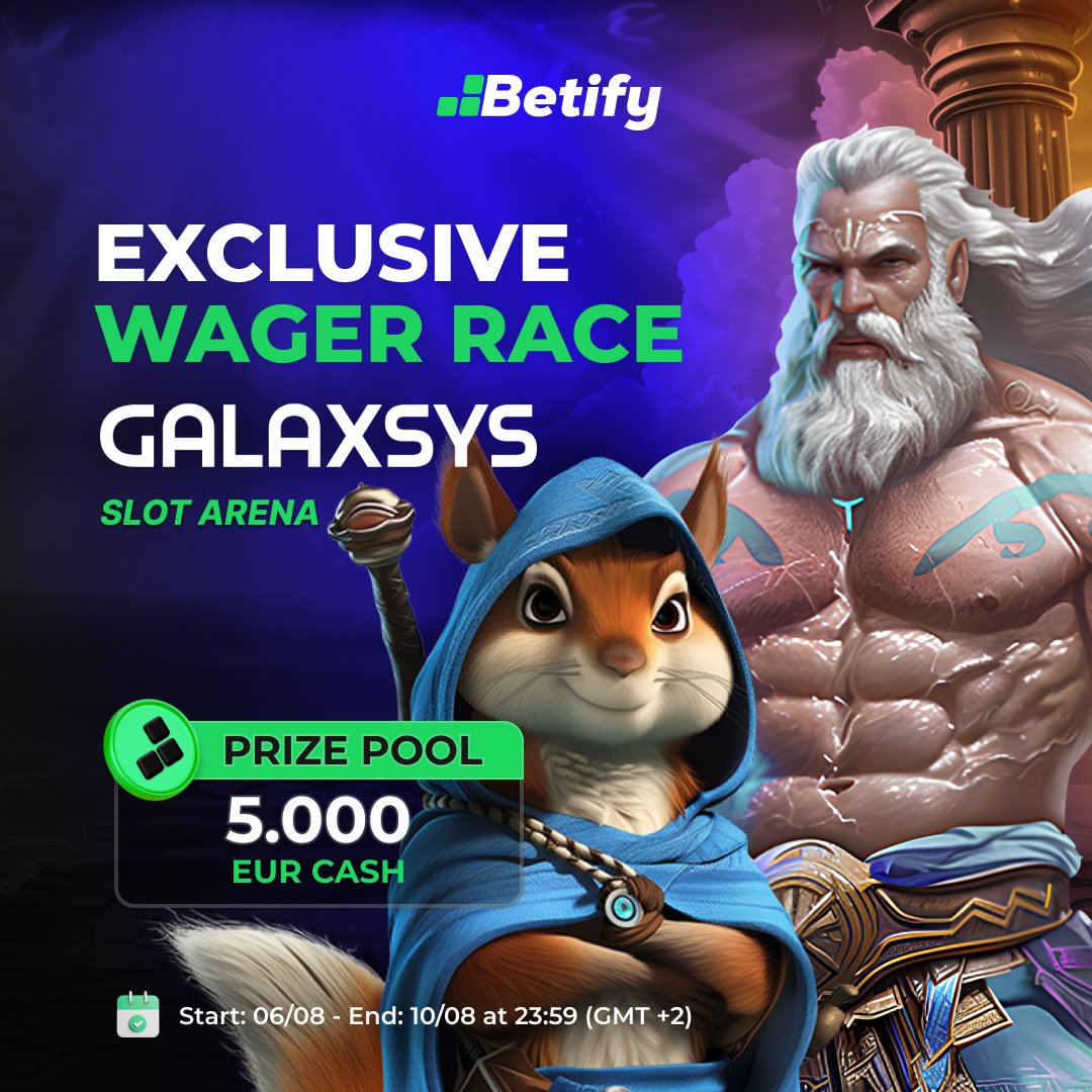 Galaxsys Wager Race starts NOW 🚨

From Wednesday 1PM to Sunday 23h59 (GMT+2) – Free entry 🔥

💸 1€ bet = 1 point

💚+ RT ♻️ + drop your Betify🆔 for a chance to win a 🎁

🏆 Top 30 scorers take the prize: 
1st: €1500
2nd: €1000
3rd: €800

T&amp;Cs → betify.bio/slotrace