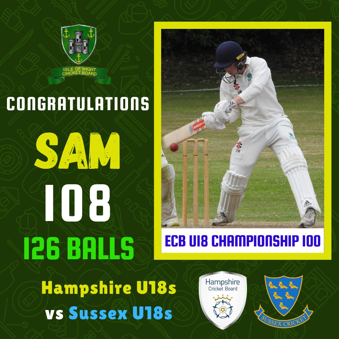 Congratulations to Sam, who recently scored 108 for Hampshire in the ECB U18 Championship against Sussex.

Sam's knock came off 126 deliveries and included fifteen fours.

The full scorecard can be found here - hampshirepathways.play-cricket.com/website/result…