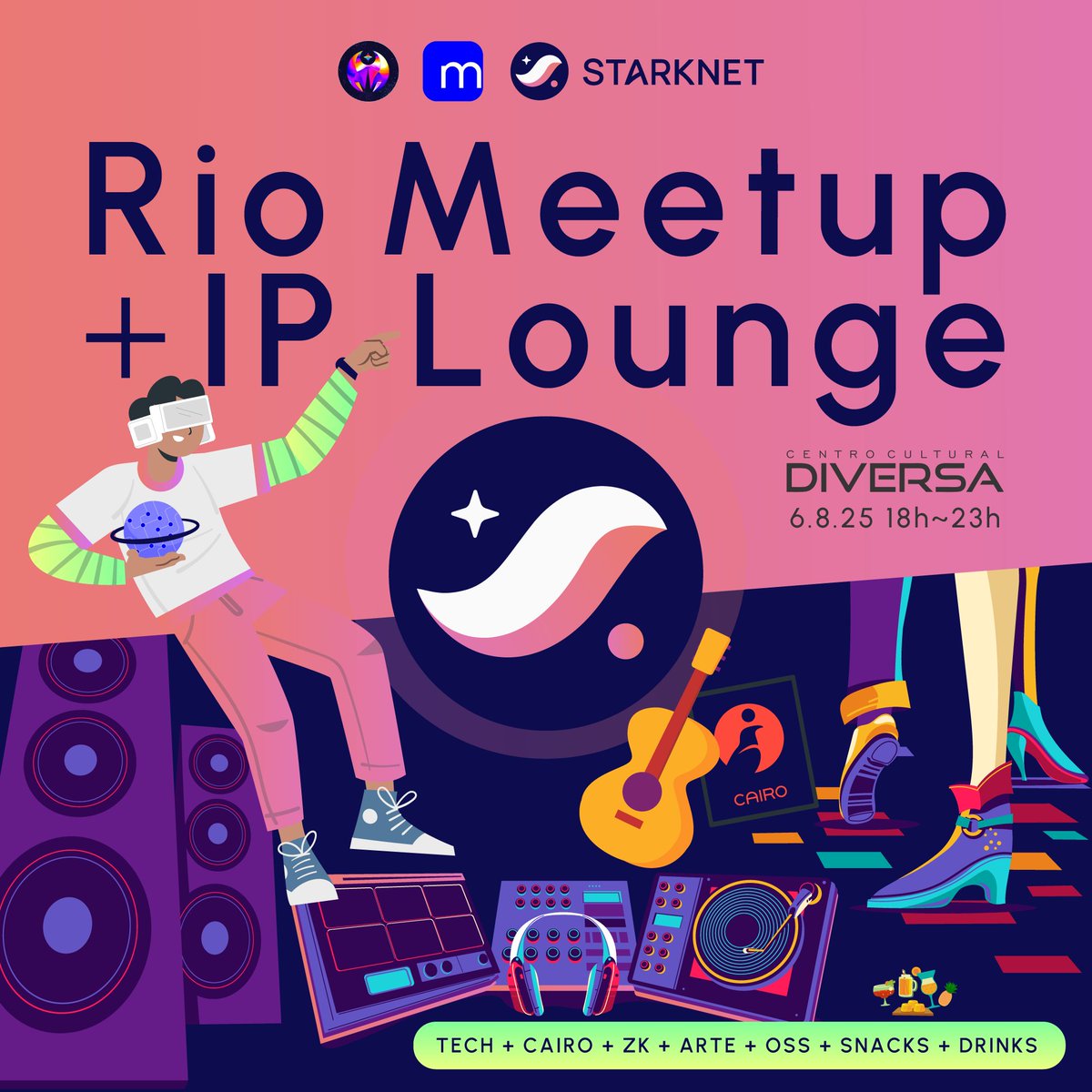 Mediolano (@mediolanoapp) on Twitter photo Today’s the day, Rio! Join us for the <a href="/Starknet/">Starknet 🐺🐱</a> Meetup + IP Lounge — where innovation and blockchain meets good vibes, culture and inspiration 🪩🎶
<a href="/StarknetFndn/">Starknet Foundation</a> <a href="/starknetevents/">Starknet Events</a> <a href="/OnlyDust_com/">OnlyDust</a> Today’s the day, Rio! Join us for the <a href="/Starknet/">Starknet 🐺🐱</a> Meetup + IP Lounge — where innovation and blockchain meets good vibes, culture and inspiration 🪩🎶
<a href="/StarknetFndn/">Starknet Foundation</a> <a href="/starknetevents/">Starknet Events</a> <a href="/OnlyDust_com/">OnlyDust</a>