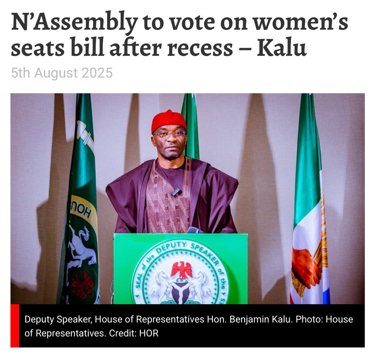 As Nigeria’s National Assembly plans to vote on the #SpecialSeatsBill after recess, we must raise our collective voice. Women’s inclusion in governance is not a favour—it is a democratic right.
Now is the time to act. Let’s #PassTheBill. #WomenInPolitics #GenderParity
🔗